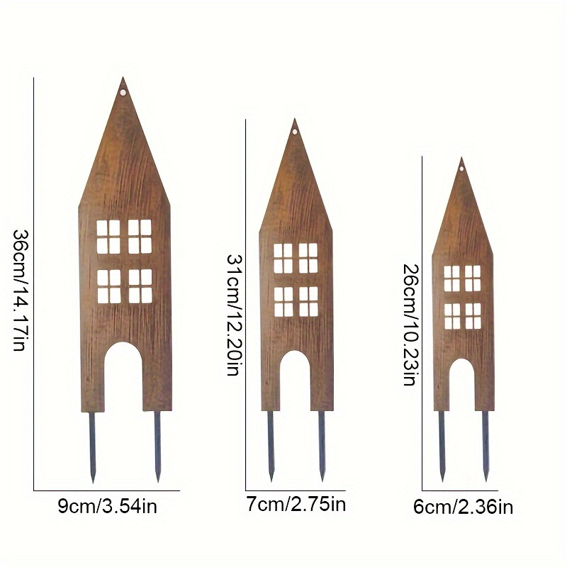 E-shop 2D Flat - 3er-Set 2D Flat Country Acryl Gartenstecker - Kupfergrün für Außendekoration, Hof, Terrasse und Balkon