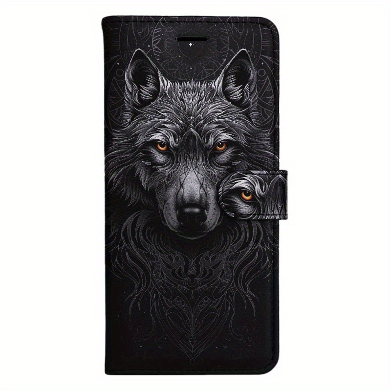 TEMU Phone Case: Wolf Magnetic Flip Wallet Case With D Holder Stand For Iphone 5/6/6s/7/8/x/xs/xr/se2 2020/se3 2022/11/12/13/ Plus Pro Max
