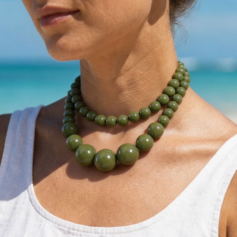 2pc Bohemian Acrylic Round Geometric Necklace Set, Summer