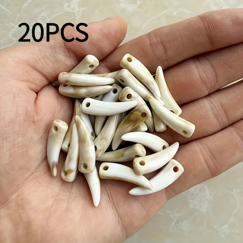 TEMU 20 Pendentifs - Blanc Crème, Non Revêtu, pour la Fabrication de , Bracelets et Porte-clés de Style Bohème - Additions de Perles de Dents Vintage