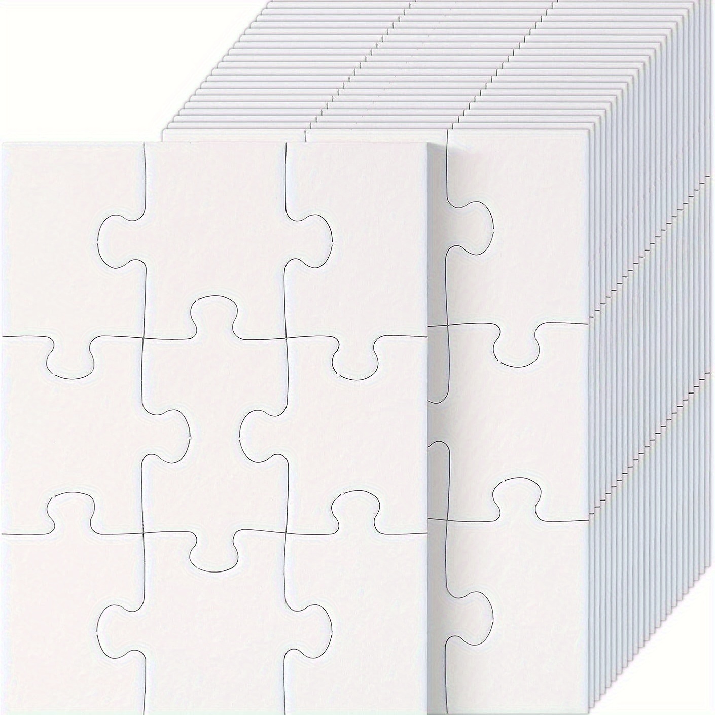 TEMU 6er-Pack/12er-Pack, 9 Stück/ Pack, leeres Puzzles-Brett, Maße 5,12" x 3,54", weißes Puzzles-Brett, leeres Puzzles-Brett zum Zeichnen, weißes