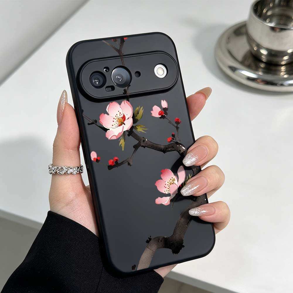 TEMU Phone Case - Chinese Ink Plum Branch 1pc Anti-drop Tpu Phone Case Suitable For Google Pixel 10 6 10a 9a 8a 7a 6a Pro Xl 5g Durable Soft Black