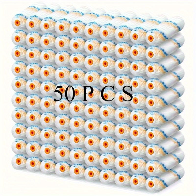 Image of Set Of 50 Mini Paint Rollers| Bulk Small Roller Covers For Household Use| Painting Supplies For Diy And Wall Repair, Rental House Wall Repair, Universal Roller Brush Accessories, Painting Artifact