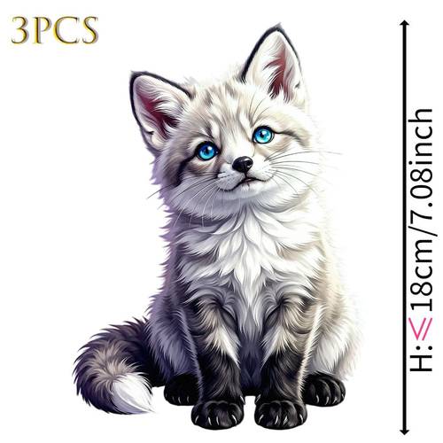item picture 3pcs 2d flat heat transfer stickers compatible for iron on transfers heat press appliques adorable fox cub patches multicolor vinyl heat press appliques washable durable designs suitable for t shirts jeans hoodies backpacks cushions