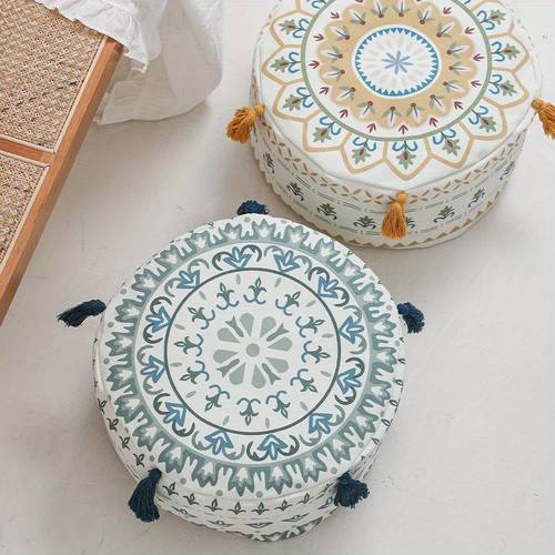 1pc scandinavian modern round pouf thickened floor cushion suitable for living room washable ottoman with cover compact circular for small spaces balcony bedroom scandinavian cushion