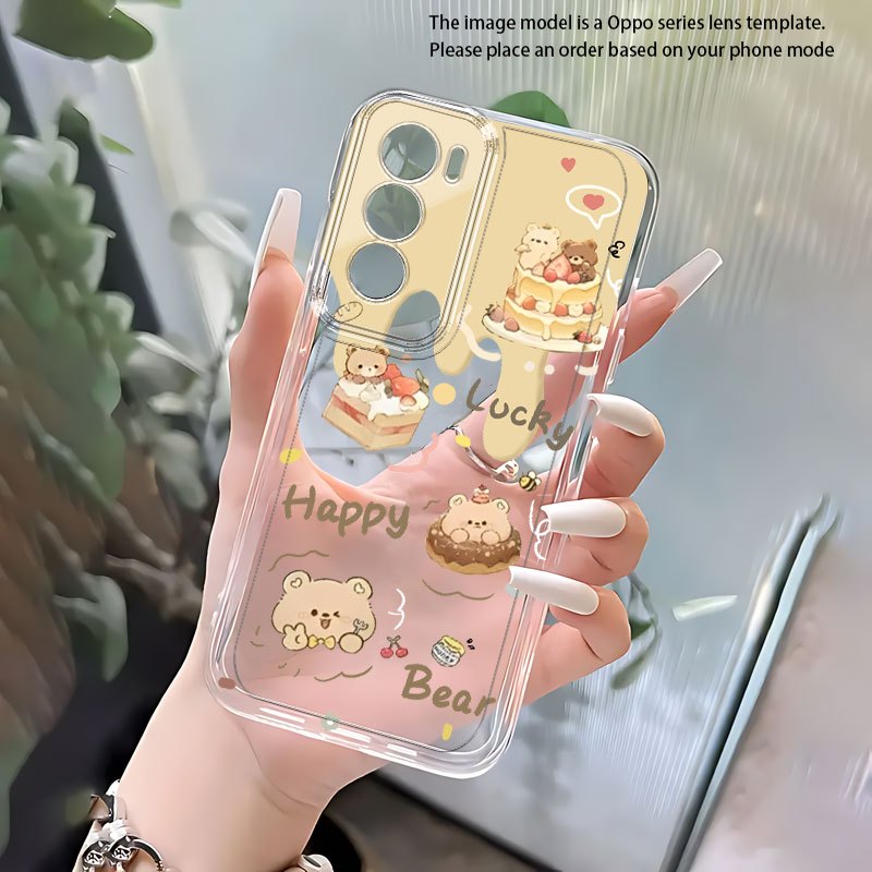 TEMU Dessert Bear Suitable For Oppo A3 A3 Pro A3x A16 A17k A38 A40 A55 A57 A57s A58 A60 Cartoon -fall A76 A77s A78 A79 A80 5g A95 A98 5 8t Personality Pro 12f Fashion -shock