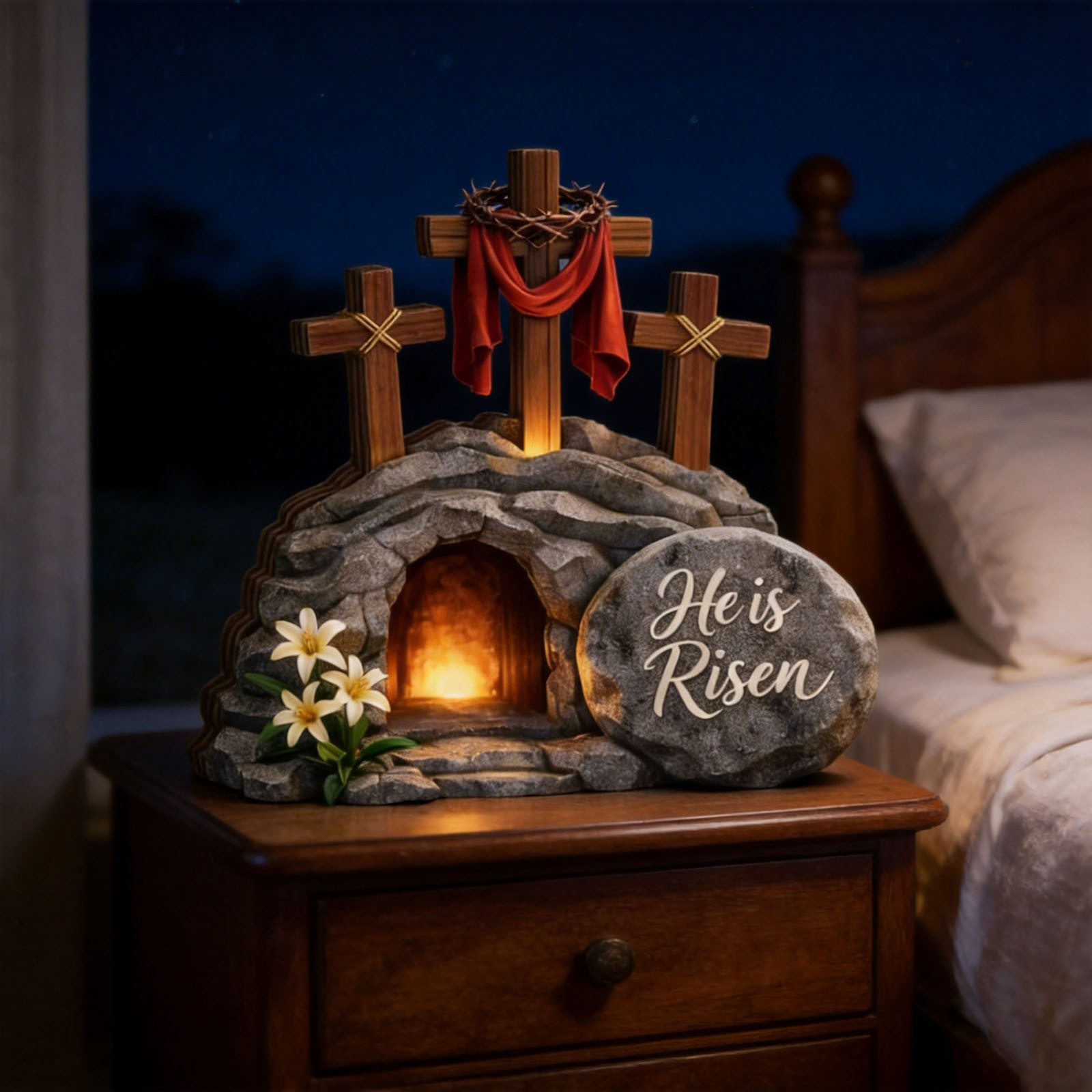 精美木制复活节家居装饰品，采用雕刻的桌面摆件，色彩鲜艳，提供通用尺寸 商品详情 1