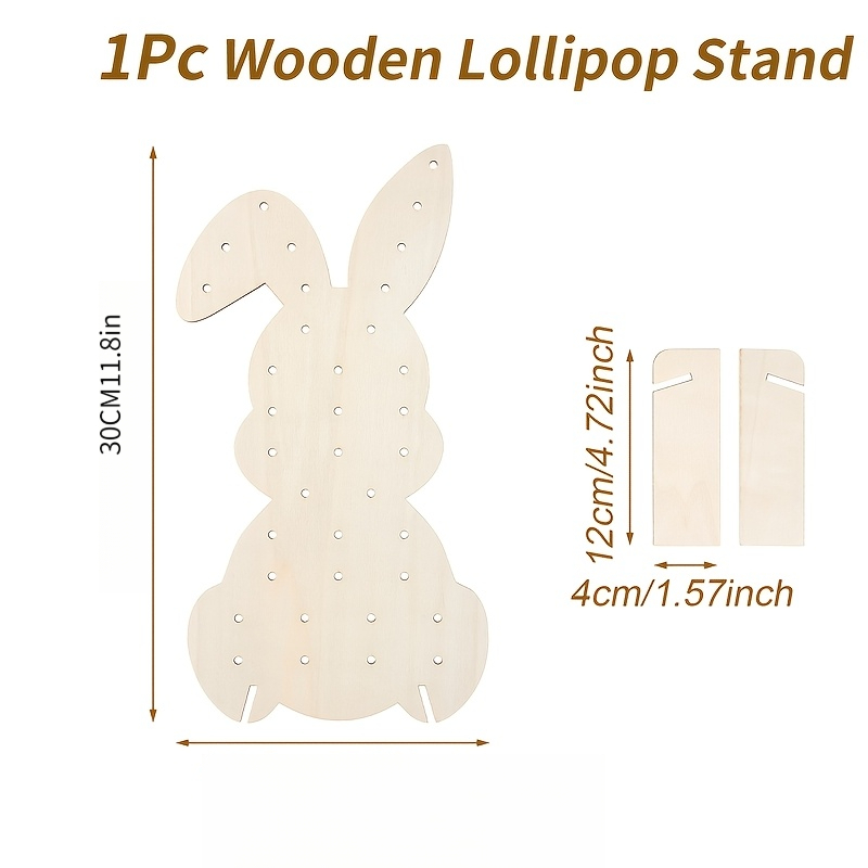 TEMU 2d Flat, 2d 1pc, Rabbit-shaped Wooden Lollipop Display Stand, Rabbit-shaped Tabletop Lollipop Holder, Birthday Party Tabletop Decoration,