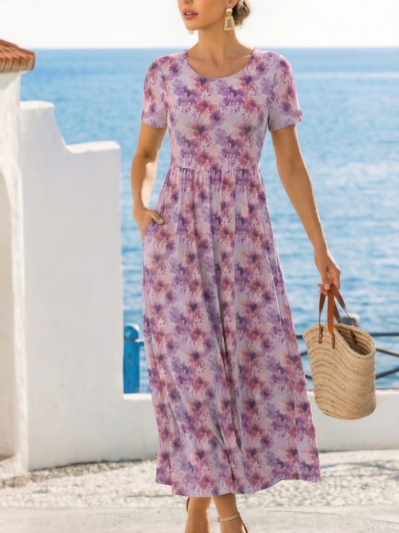 chinese dress ladies Long Cap Sleeve Tropical Print Maxi Dress  The Dress Outlet