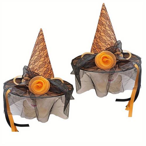 womens lightweight halloween witch hat open top mesh design with black lace accents for costume parties birthdays graduation non elastic fit halloween costumes festive headwear stylish headpiece handcrafted details party headwear cosplay enthusiasts birthday celebration breathable fabric themed headpiece event attendees