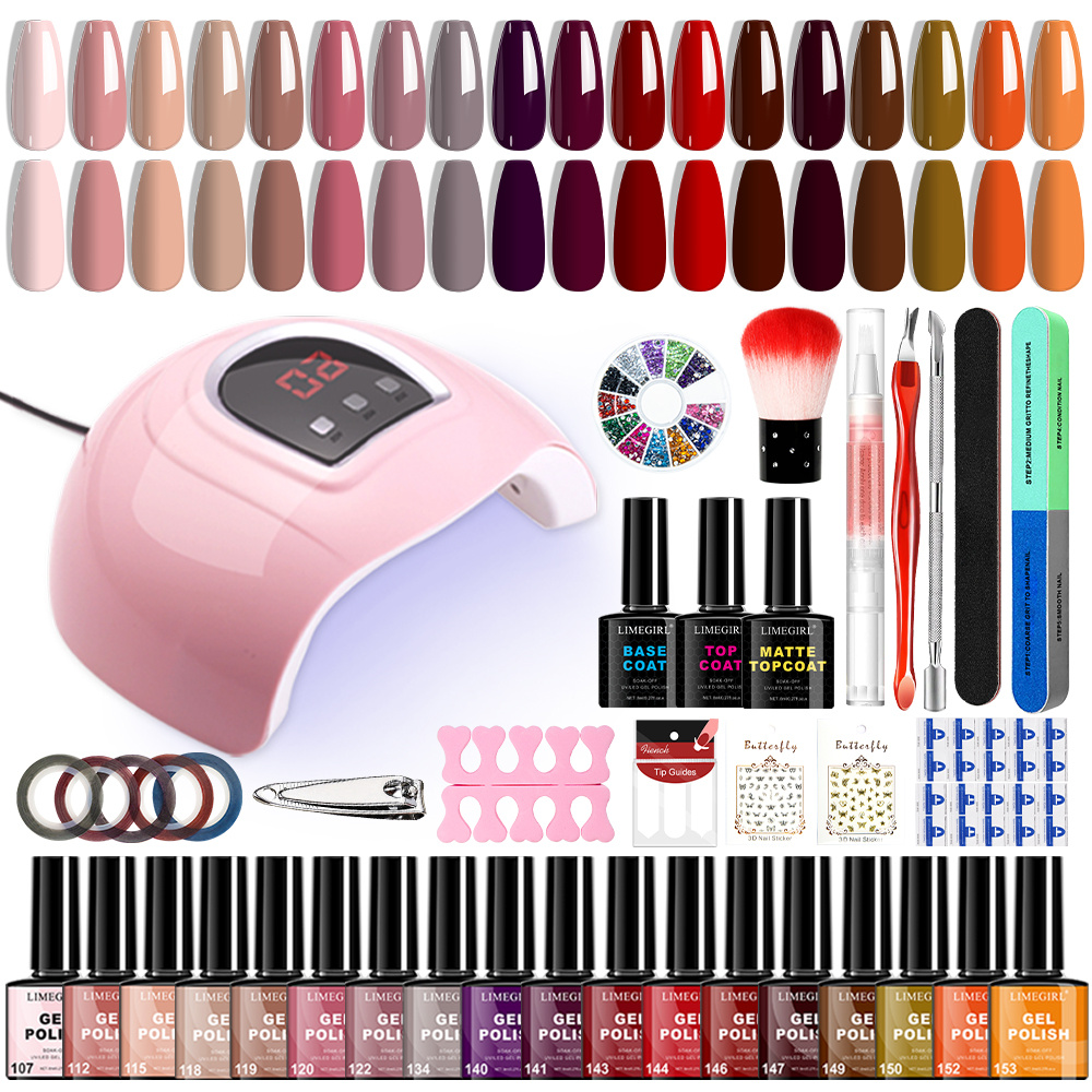 18 Color Gel Nail Polish Set Universal Soaking Gel Nail Set With Gloss Base , Must-have Diy Nail Art Tools, Perfect Salon Gifts, Gel Polishing, Best Gifts For Women
