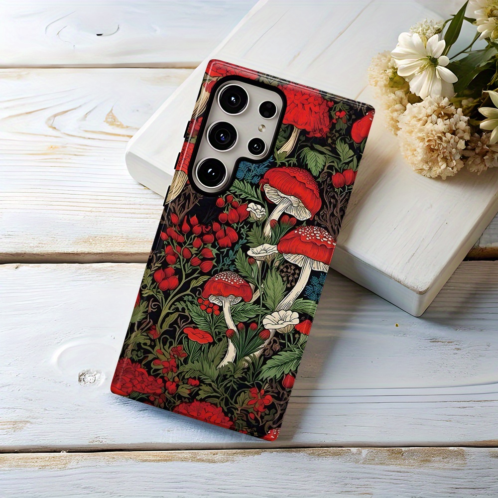 TEMU Featuring Vibrant Forest Mushrooms, This Dual-layer Film Case Offers Protection For Galaxy Models.