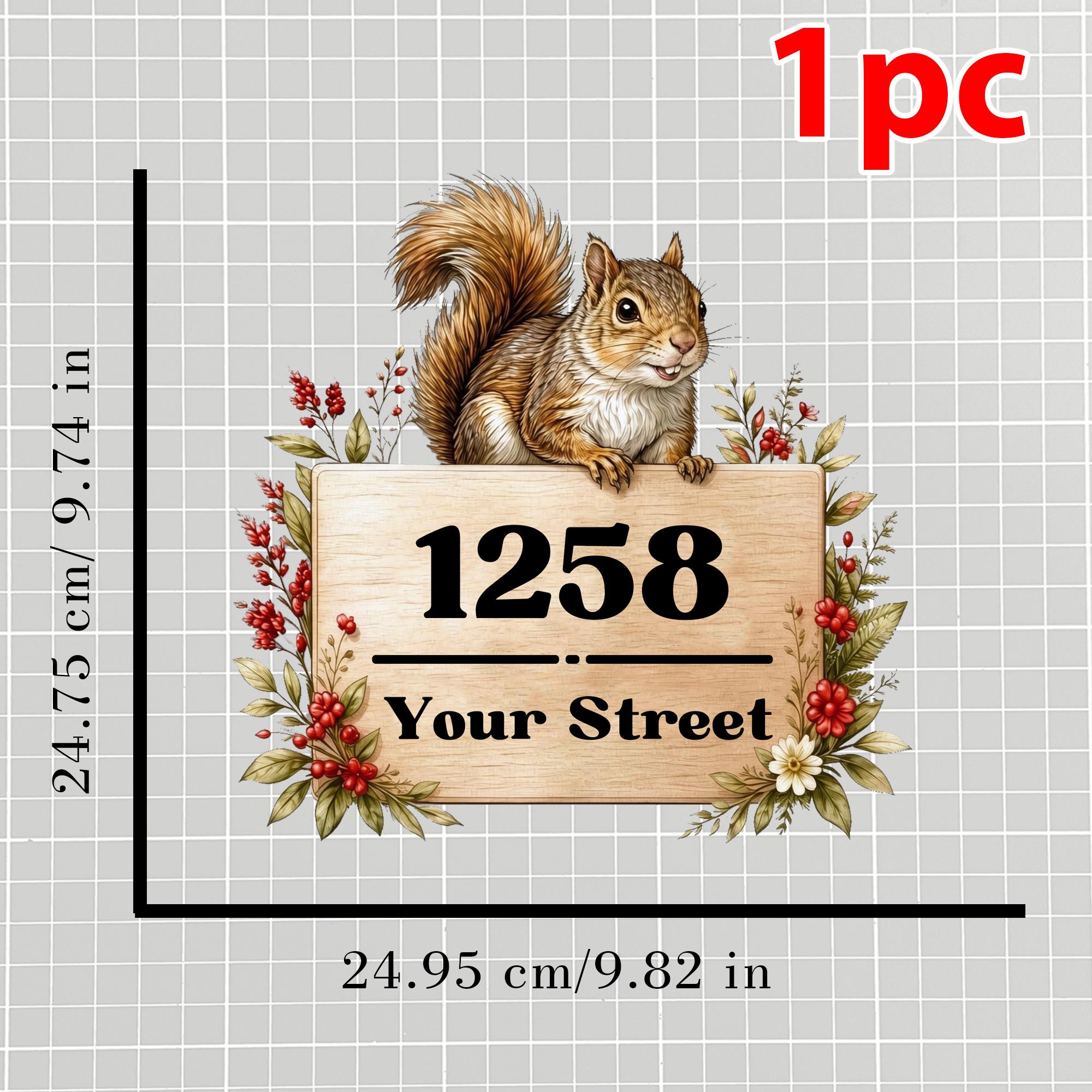 TEMU 1 autocollant personnalisé pour poubelle, papier autocollant avec bordure florale et animaux de dessin animé, numéro de maison ou nom de rue