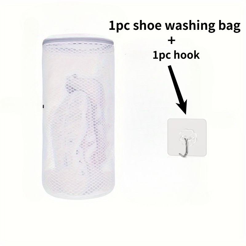 TEMU 2pcs Multifunctional Shoe Cleaning Bag Set (1pc Washing Bag And 1pc Hook), Net Bag Designed For Athletic Shoes, Serving As Shoe Bag And Laundry