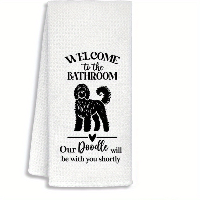 TEMU 1pc Funny Goldendoodle Dog Towel - Hand & Dish Cloth Suitable, Bathroom Decor - Funny Gift For Dog Lovers, - Machine Washable With Cute