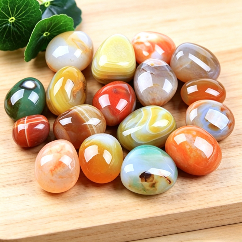 250G Large Size Polished Stone Set, Natural Agate Banded Quartz