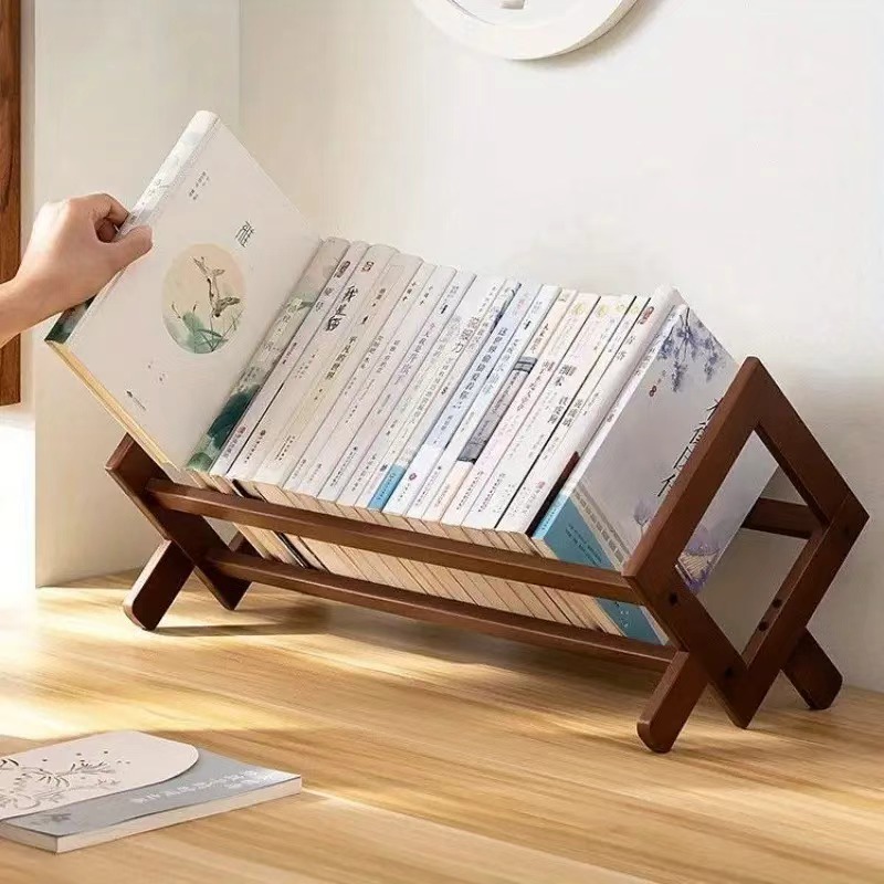 Modern Minimalist Small Desktop Bookshelf - Wooden Vertical Bookshelf Suitable for Home, Office, And School, Space-Saving Wooden Storage Rack, Self-Assembly Required, Compact Bookshelf (Freestanding)