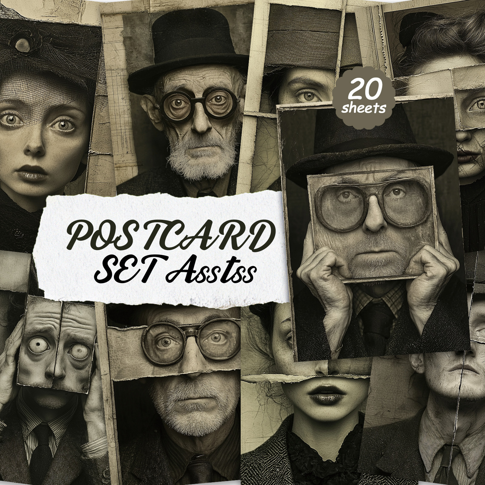TEMU Paquete de 20 postales distorsionadas ASSTSS de la colección de fotos - 4x6 pulgadas, papel para diario de recortes, ilustraciones clásicas de ,