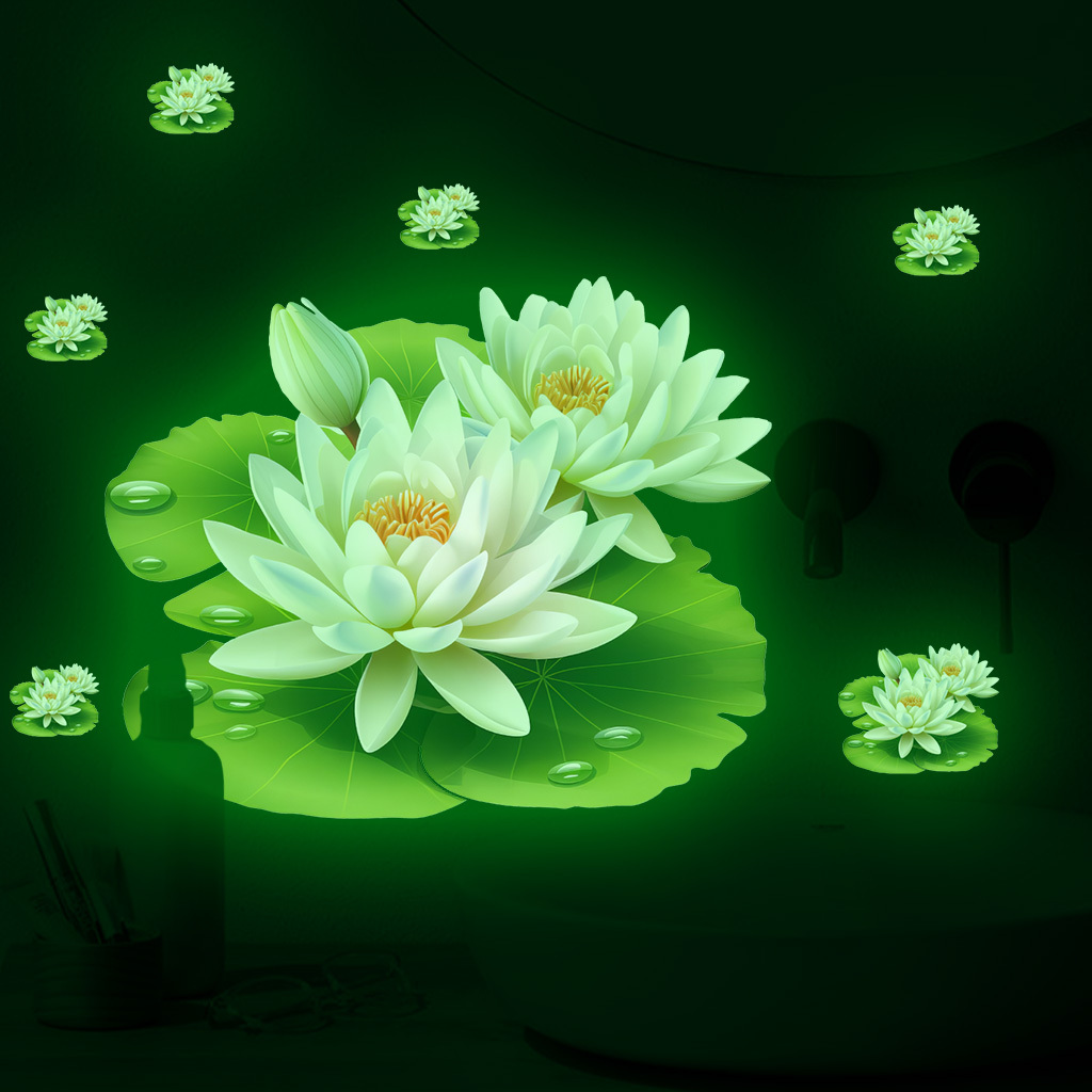 Image of 1pc Of A Sophisticated And Lotus Night Light Sticker Ideal For Enhancing Room Aesthetics, Wall Coverings, Bedroom Embellishments, Home Decor, Glass Accents, And Festive Party Decorations