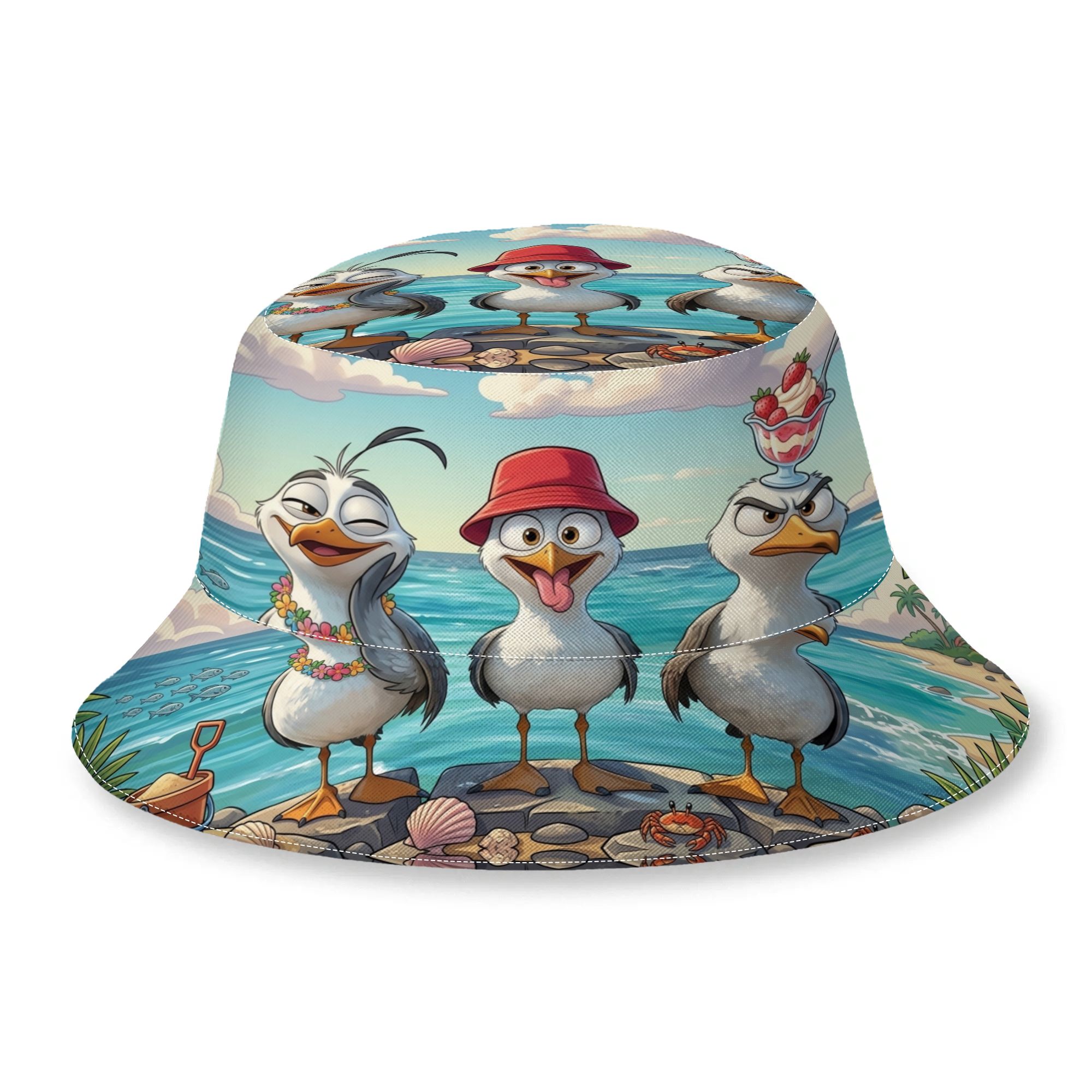 TEMU 1pc 2d Flat Printing Bucket Hat Summer Beach Thin Caps For Men Women