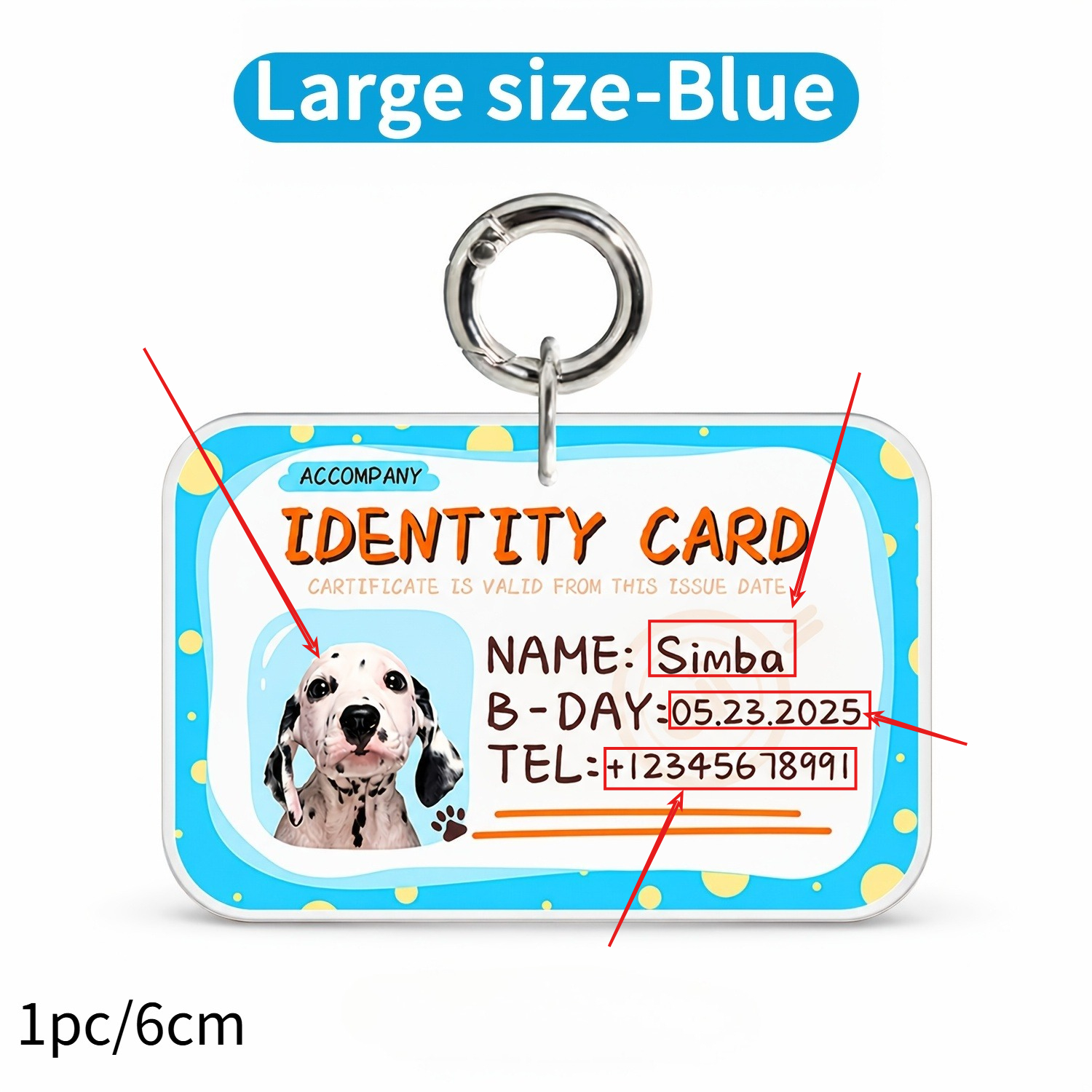 TEMU 2d Flat, 1pc Custom Pet Acrylic Tag Pendant, Personalized Name Phone Birthday Tag, Anti-lost Collar Accessory, Christmas Gift For Pets, Pet