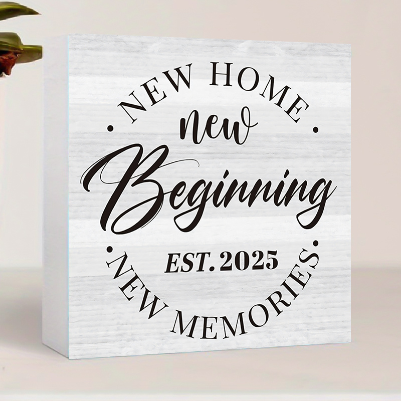 

1pc, " New " Foam Pvc Sign, 3.96 Inch, Housewarming Gift, 2025 Est, No Electricity Needed, Featherless, Farmhouse Style Desk/shelf Decor, Party Favor, Sweet Home Ornament