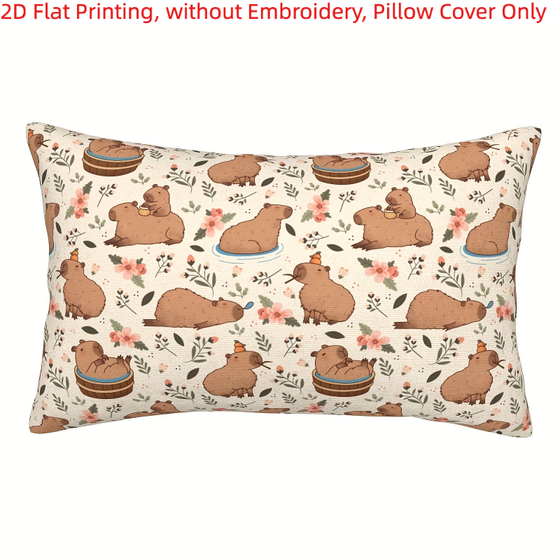 TEMU 2d Flat - 1pc, 2d Flat Printing, Capybara Pillowcases Pillow Covers Pillow Protectors, Single-sided Printing, Without Embroidery, Pillow Inserts
