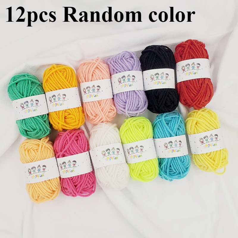 TEMU 12 de fil acrylique doux pour tricot et crochet, ensemble de fil d'artisanat multicolore pour projets main, fournitures d'art pour la rentrée