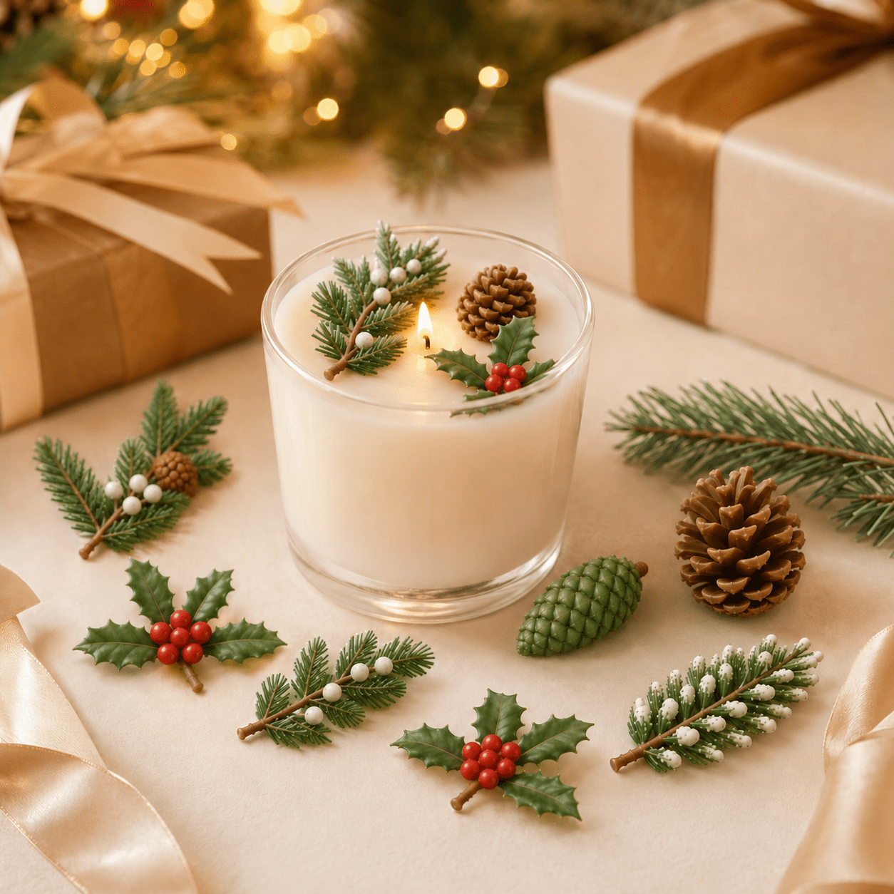 Artikelbild 2er-set wintertannenzweig   stechpalmenblatt silikon-gießformen, handwerks-diy-werkzeuge, weihnachtsbeeren-grüntriebe-statuenform,   für epoxidharz,  , seife & gips, geschenke für feiertagspartys