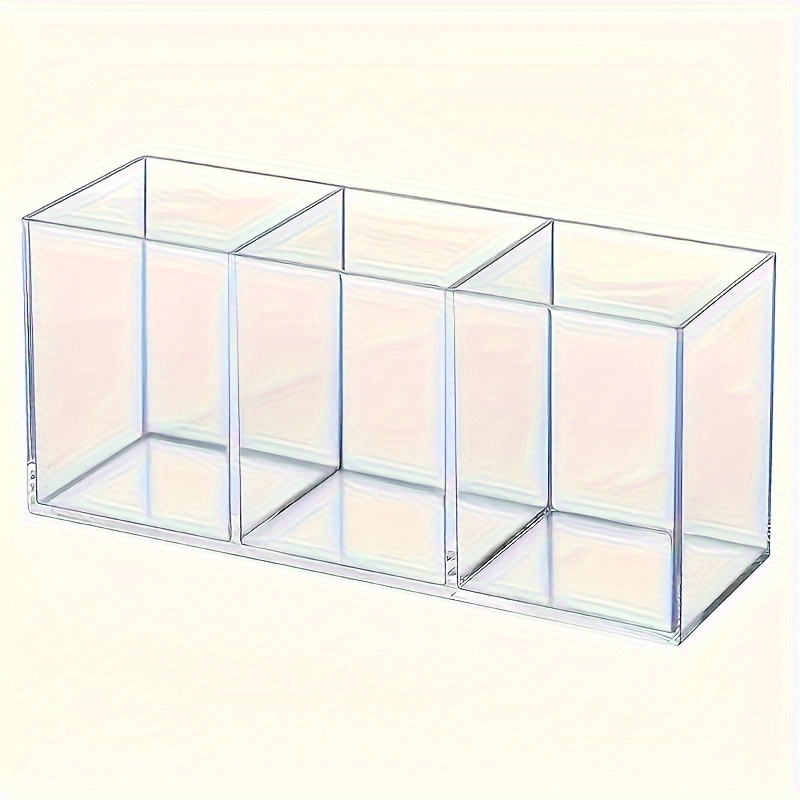 

A Clear Acrylic Storage Box With Compartments, White, And Weather-resistant, Suitable For Holding Pens, Makeup Brushes, Office Supplies, And Art Crafts, Ideal For Use On A Vanity Or Desk.