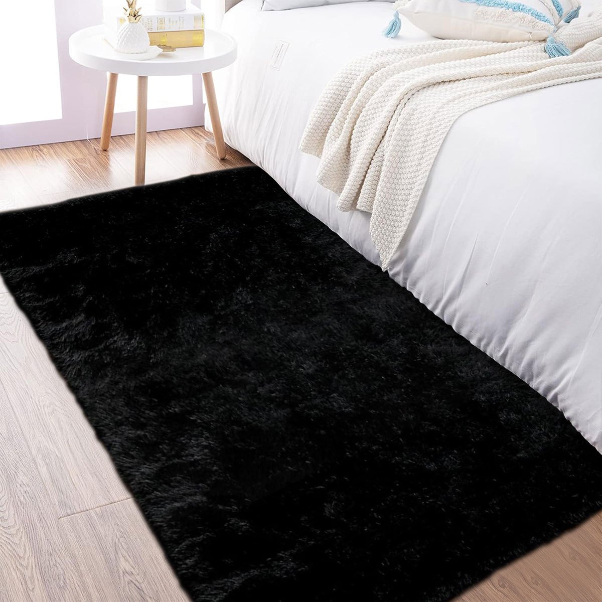 TEMU 1pc Rectangular Multicolor Friendly Soft Bedside Rug, Suitable For Various Colors And Sizes, , Comfortable Foot Feel, Christmas Gift Style,