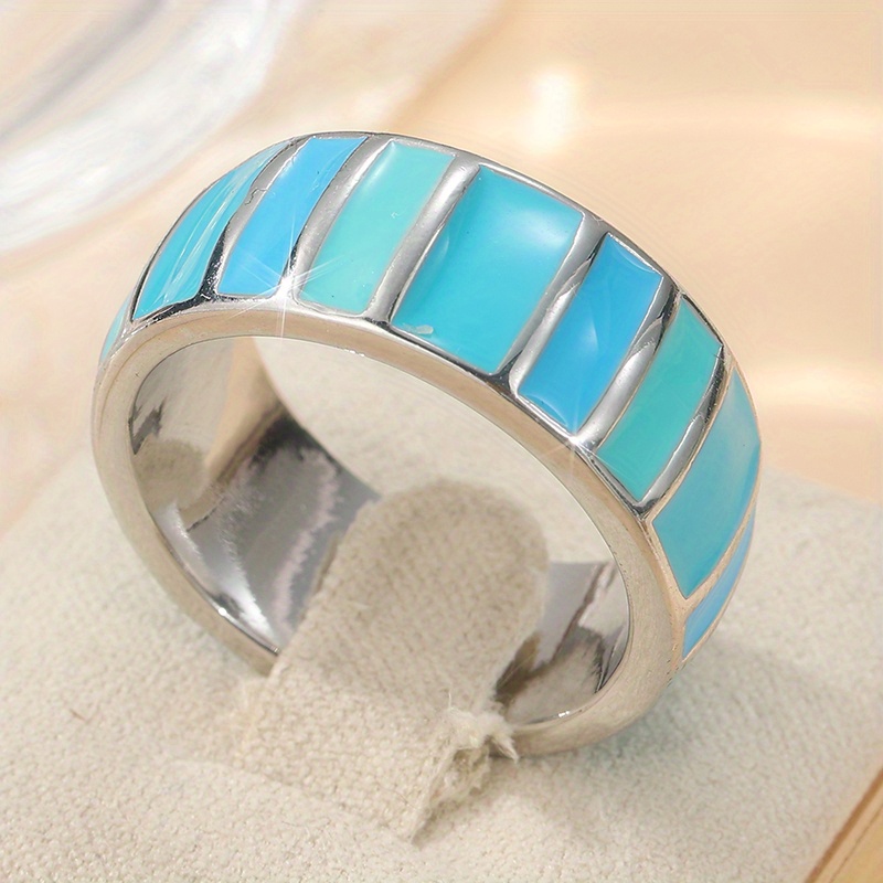 Image of Retro Bohemian-style Blue Lantern-wide Handcrafted Ring, A Daily Casual Vacation Jewelry For Women, And A Festival Commemorative Gift For Her