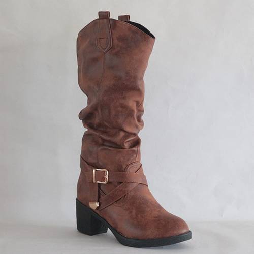 retro womens cross strap low heel riding boots women shoes