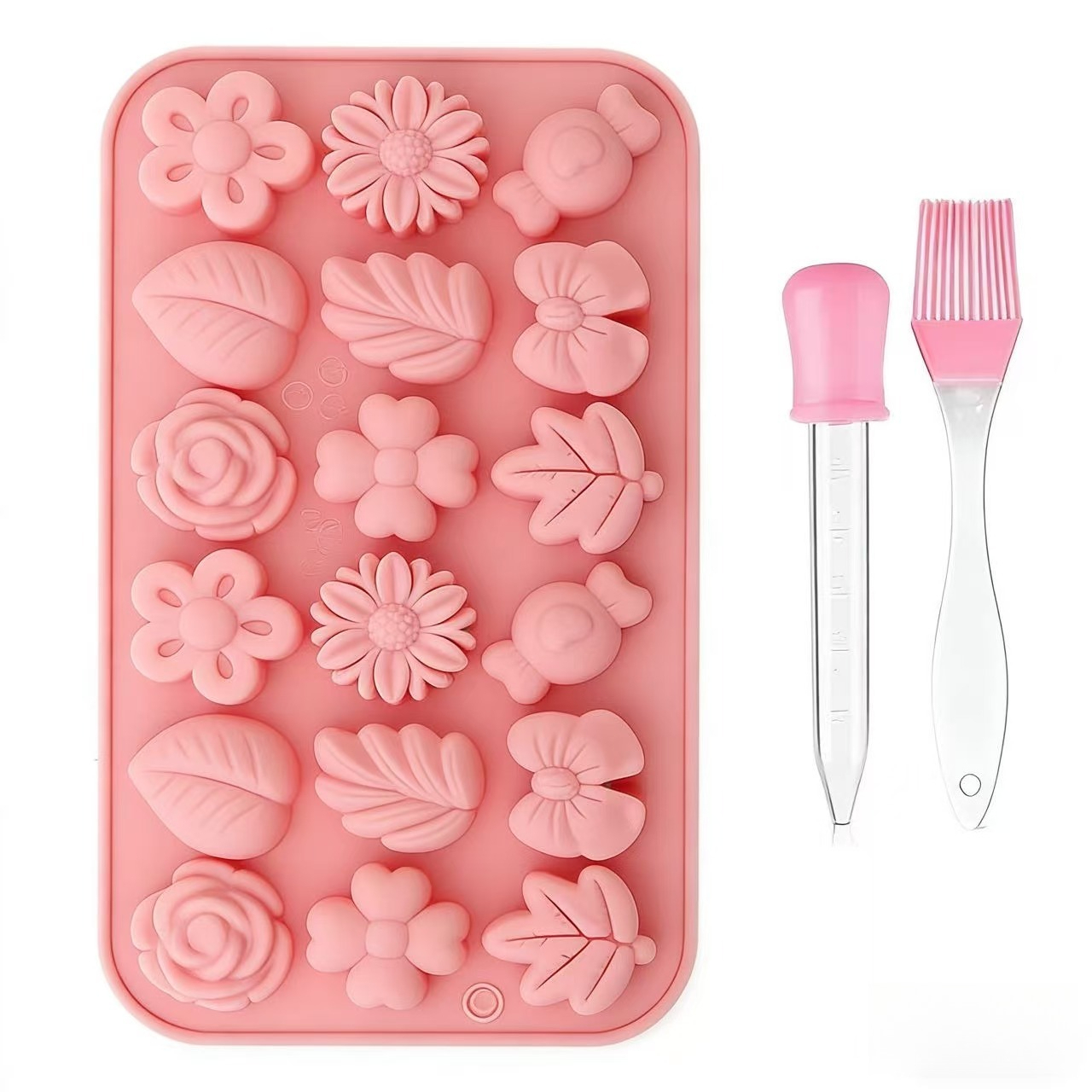 TEMU New 3pcs Set Of Bright And Colorful Silicone Candle Molds(18 Silicone Candle Molds+ 1 Brush+ 1 Dropper) Handmade Scented Candles/soaps/resin And