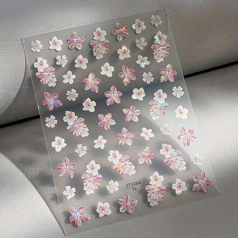 1pc Flower Nail Sticker, , Suitable For