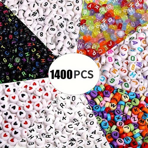 1400pcs round letter beads acrylic alphabet number beads jewelry making necklace bracelet 7x4mm