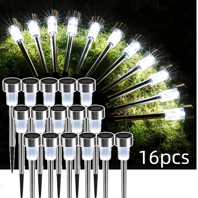 Image of 16pcs Solar Lawn Light Garden Lamp Led Outdoor Pathway Light Decorative Landscape Lighting For Patio Yard Driveway Porch Path Garden Holiday Christmas New Year Thanksgiving Decoration Ambiance