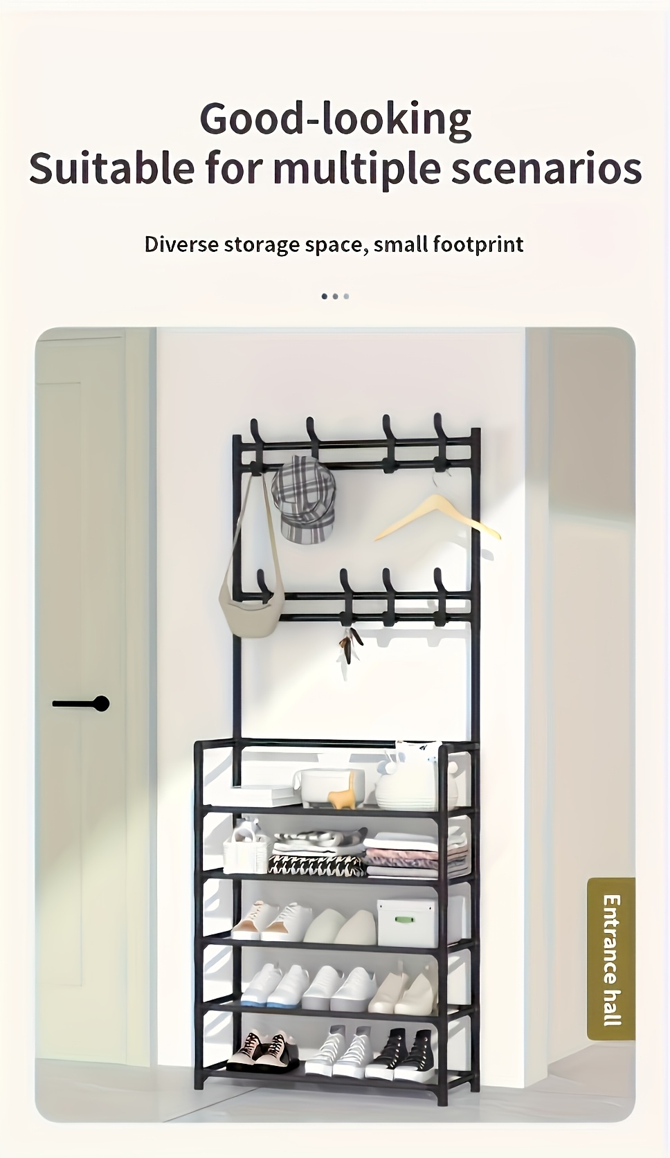Heavy-Duty 5-in-1 Valet & Suit Stand with 8-Hook Coat Rack, Shoe & Umbrella Holder - Stainless Entryway Storage Organizer Suitable for Hallway, Mudroom, Foyer - Space-Saving Freestanding Furniture, Easy Assembly for /Office/Hotel