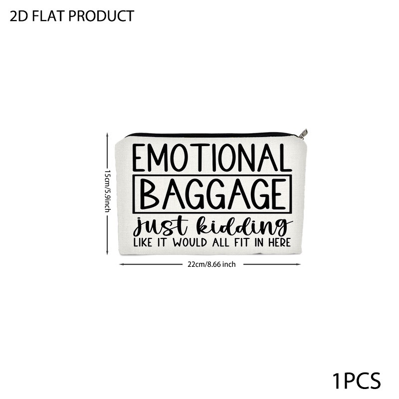 TEMU 1/3/5pcs Humorous " " Makeup Bag Suitable For Travel & Daily Use, Double-sided Print Cosmetic With Funny Slogan, Durable Polyester Portable