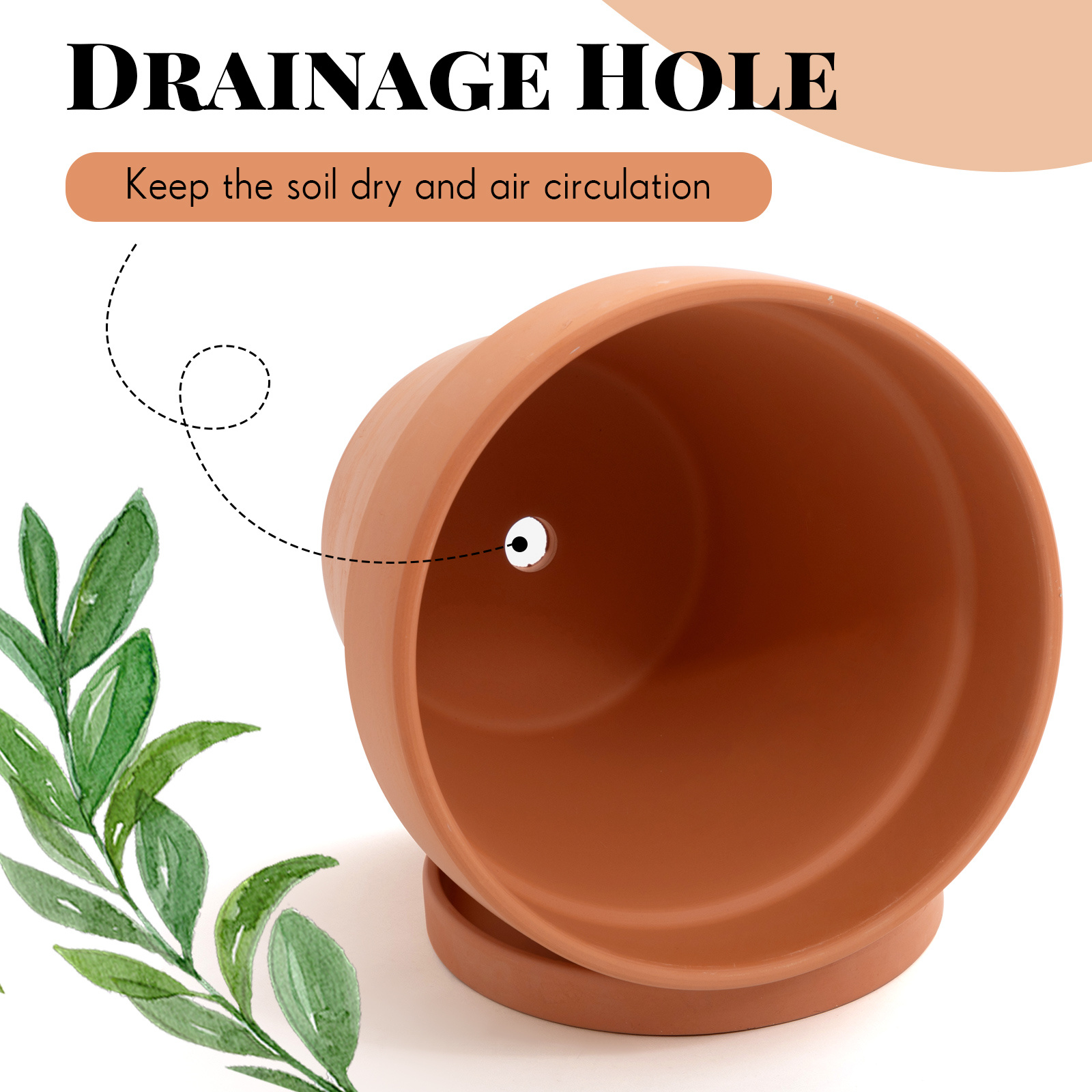 2 pack large 10 inch terracotta pots with saucer terracotta plant pot clay pot for plants with drainage hole large terra cotta flower planter with tray for indoor outdoor plants gardening gift home decor