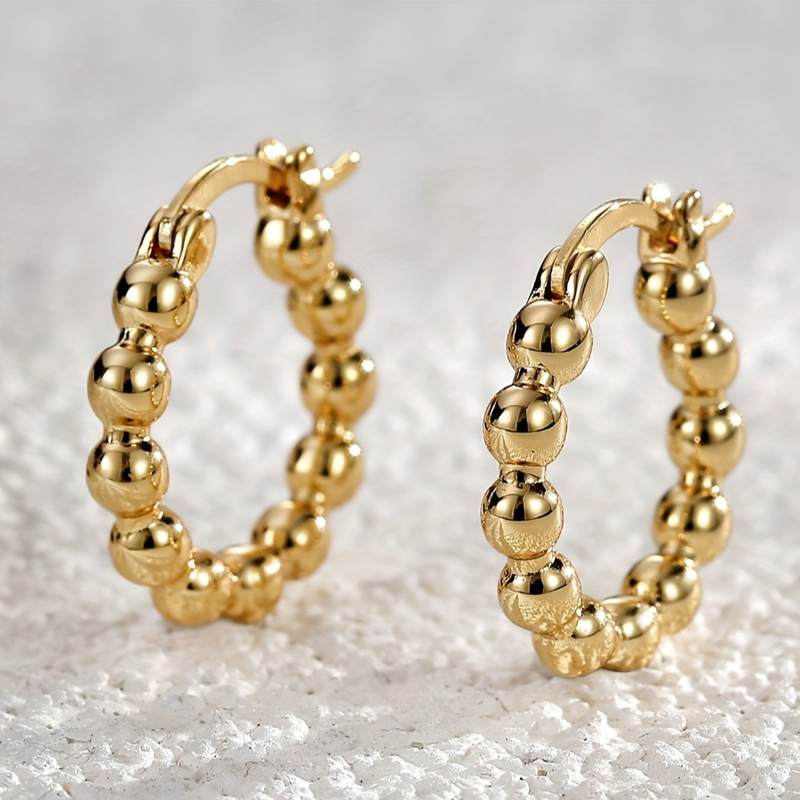 TEMU Boucles d'oreilles rondes à perles dorées pour femmes, idéales pour , les vacances, les fêtes, les banquets, d'oreilles tendance et les bijoux