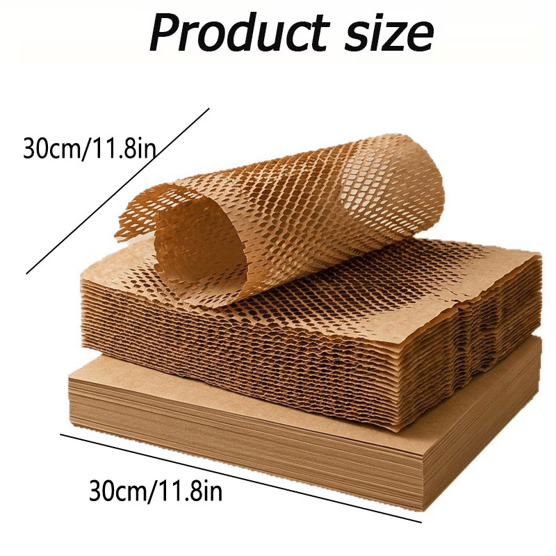 TEMU 50pcs Honeycomb Cushioning Paper (30 X 30 Cm) - Honeycomb For Packaging Paper With A Stretchable Honeycomb Structure That Provides Cushioning