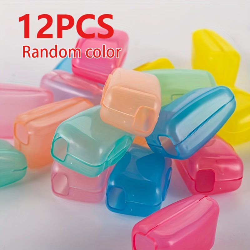 TEMU 12 Random Color Toothbrush Head Covers - Portable Toothbrush Case, Colorful Design, Durable Pp Material, Ideal For Travel And Home Use,