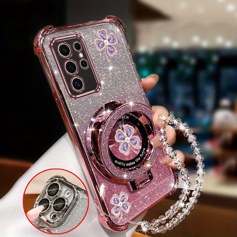 TEMU Étui téléphone : Bracelet magnétique pailleté avec pour Galaxy S25 Ultra - Coque - et -chute
