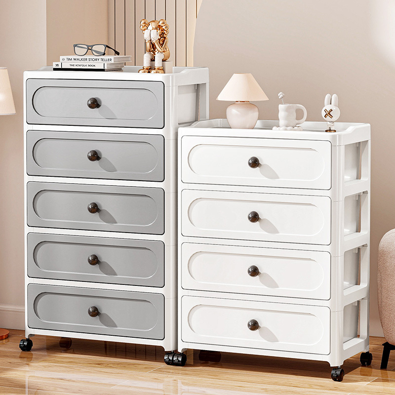 item picture 1pc drawer type storage cabinet household multi layer movable snack rack under table storage cabinet bedside storage box under bed storage