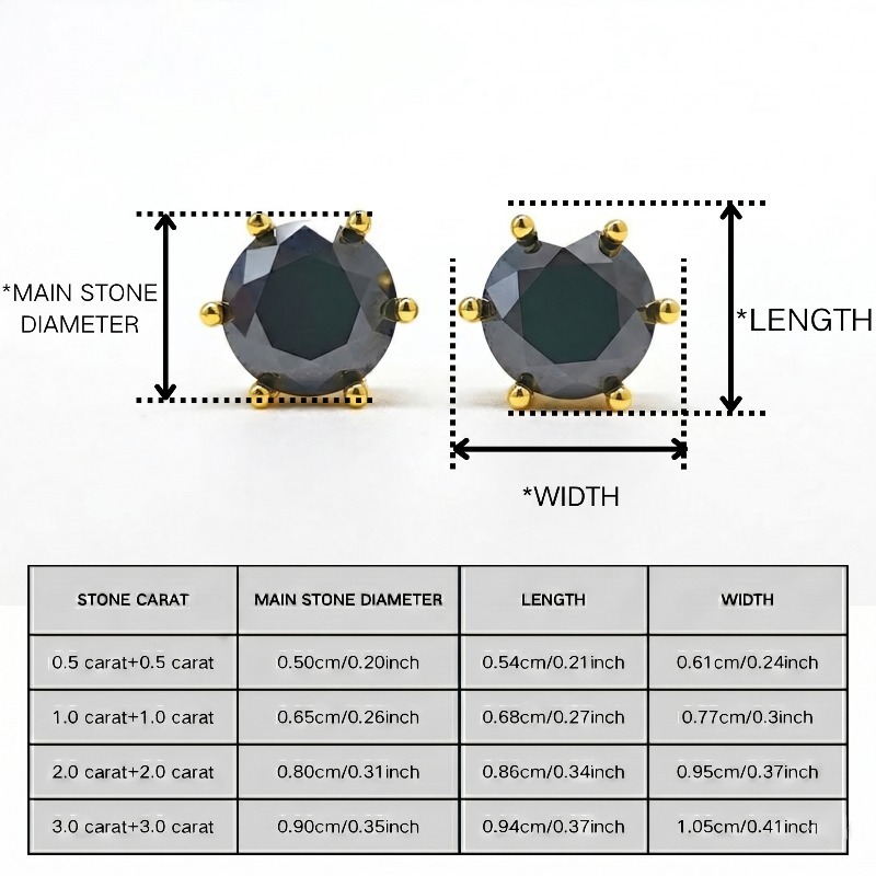 Exquisite Black Synthetic Moissanite Stud Earrings, Engagement Gift