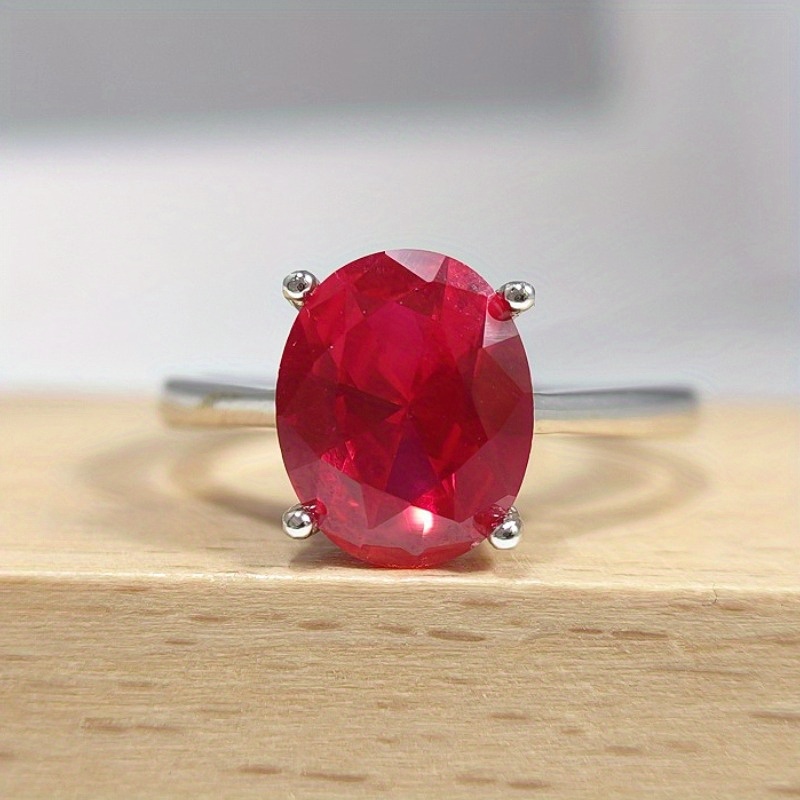 Women's 1 Carat Red Artificial Gemstone Ring, Daily Wear