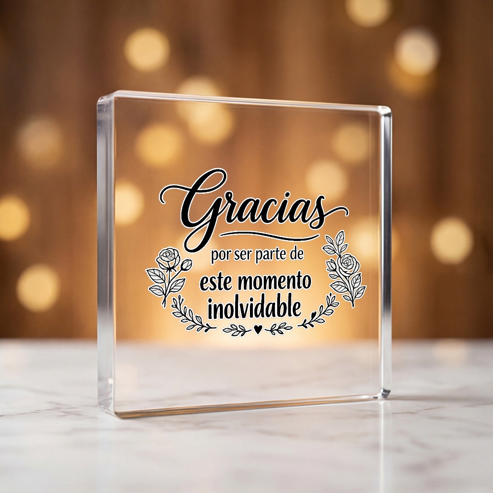 TEMU de mesa Gracias Placa acrílica floral Decoración con elegante en español Recuerdo cuadrado transparente Regalo para de de boda Recuerdos para