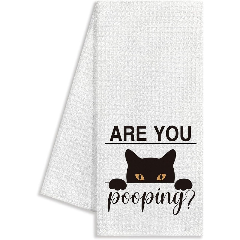 

1pc Modern Funny Cat Bathroom Hand Towel, 18x26 Inch, Super Polyester, Machine Washable, Cartoon Themed Humor Quote Decor, Housewarming Gift For Cat Lovers