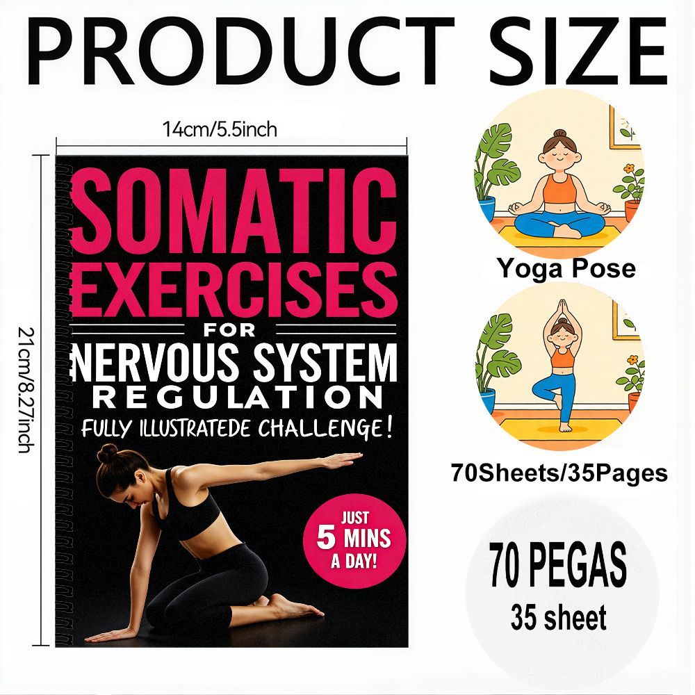 TEMU 35-page A5 Spiral-bound Workout Notebook & Fitness Planner Suitable For Seniors, Remote Workers, Stay- Moms - 10-minute & Flexibility Exercises,